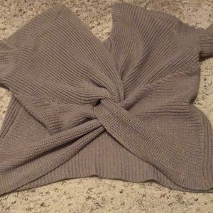 Lavender cross back, off the shoulder sweater